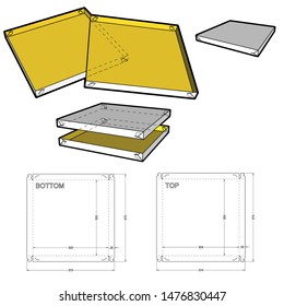 Size 32x32xcm Pizza Box Self Asembly (with out needing a glue) and Die-cut Pattern. The .eps file is full scale and fully functional. Prepared for real cardboard production.