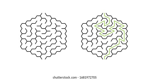 Size 5 hex maze with solution