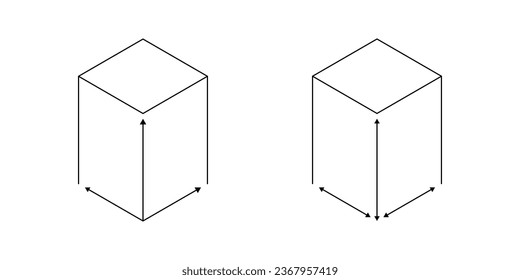 Size, area, perimeter, radius, cubic meter icon set. Area symbol. Size and square dimension and measurement outline icons set. Vector illustration.