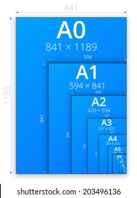 Size Of Blueprint Style Series A Paper Sheets Comparsion Chart