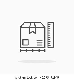 Size cardboard box icon. Editable Stroke and pixel perfect. Outline style. Vector illustration. Enjoy this icon for your project.