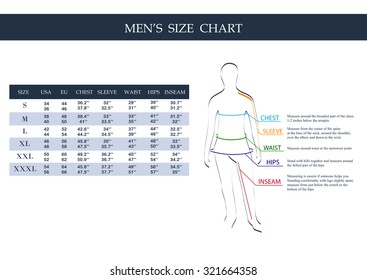 Size Chart Dress Shirt Men