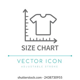 Size Chart Textile Type Vector Line Icon, Sizing Clothing Fashion Material Apparel Vector Line Icon