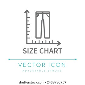 Size Chart Textile Type Vector Line Icon, Sizing Clothing Fashion Material Apparel Vector Line Icon