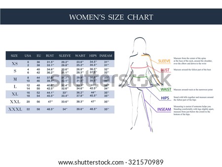 Download Size Chart Women Measurements Clothing Female Stock Vector ...