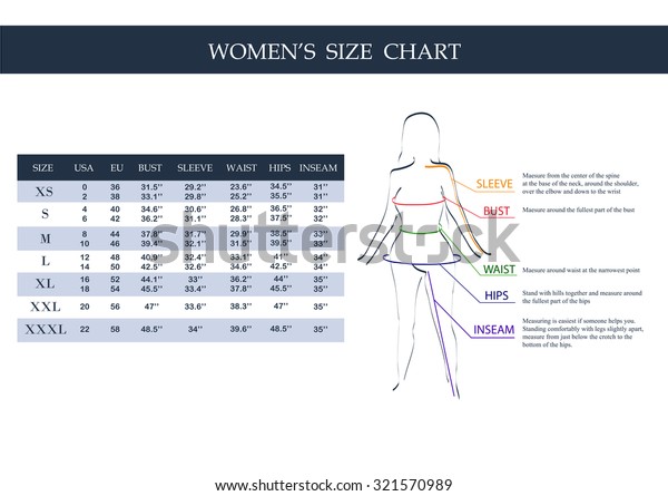 Measurement Size Chart For Women S Clothing