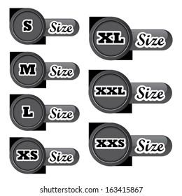 Size clothing classic labels. Vector. 