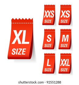 Size clothing labels. Vector.