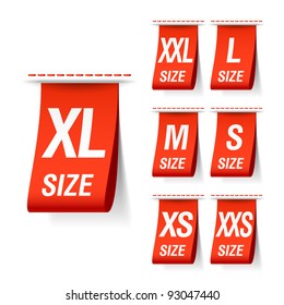 Size clothing labels. Vector.