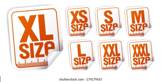 size clothing stickers set