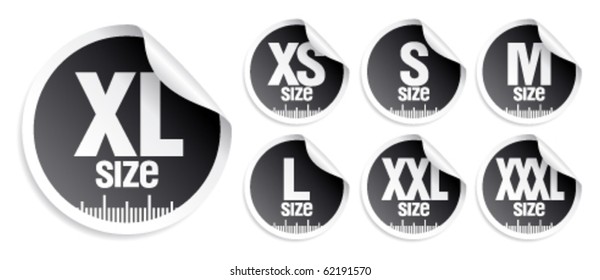 size clothing stickers set