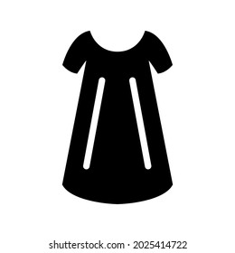 Size free woman gown glyph icon. Baby doll style. Homewear and sleepwear. Black filled symbol. Isolated vector stock illustration