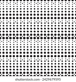 Size graduated dots in rows seamless pattern. Subtle monochrome geometric ornament for printing on different surfaces.
