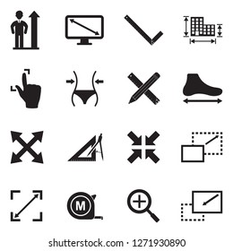 Size Icons. Black Flat Design. Vector Illustration. 