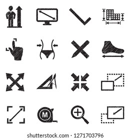 Size Icons. Black Scribble Design. Vector Illustration.