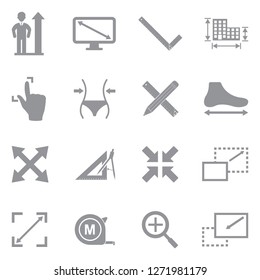 Size Icons. Gray Flat Design. Vector Illustration. 