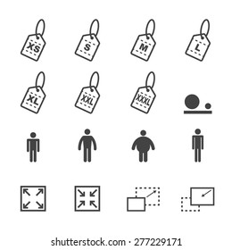 size icons, mono vector symbols