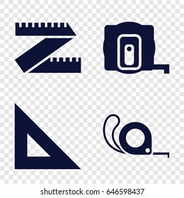 Size icons set. set of 4 size filled icons such as measure tape, tape, ruler