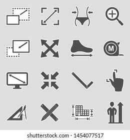 Size Icons. Sticker Design. Vector Illustration.