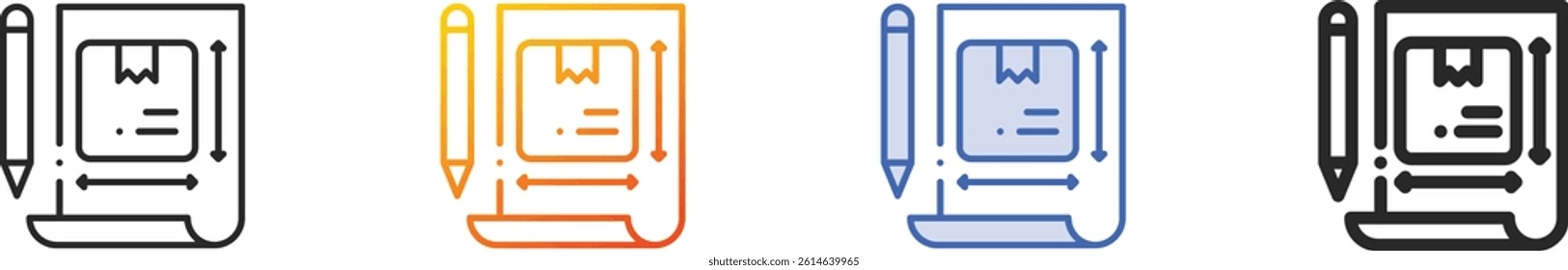 size icon.Thin Linear, Gradient, Blue Stroke and bold Style Design Isolated On White Background