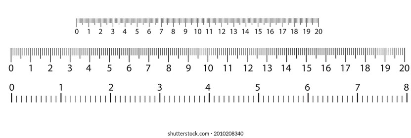 size indicators Measuring tool, Ruler scale, Precision measurement of ruler scale, Centimeters and inches, vector illustration