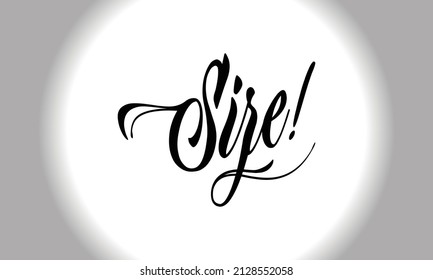 ¡Tamaño! letras. Ilustración del vector con fondo blanco
