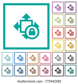 Size lock flat color icons with quadrant frames on white background