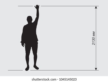 The size of a man with raised hand