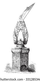 Size Pen of the sixteenth century, vintage engraved illustration. Magasin Pittoresque 1878.
