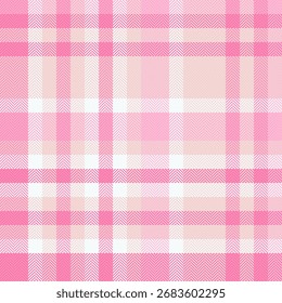 Patrón de cuadros sin costuras de tamaño, textura de Vector textil del hotel. Fondo creativo de tartán de tela escocesa en paleta de colores claros y rosados.