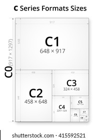 Size Of Series C Paper Sheets Comparison Chart, From C0 To C10 Format In Mm