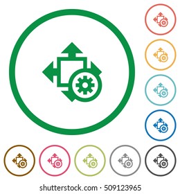 Size settings flat color icons in round outlines