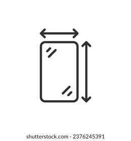 Size of smartphone screen protector, linear icon. Line with editable stroke
