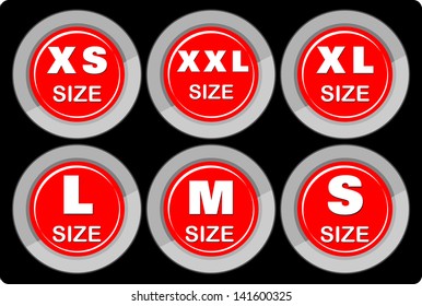 size stickers set