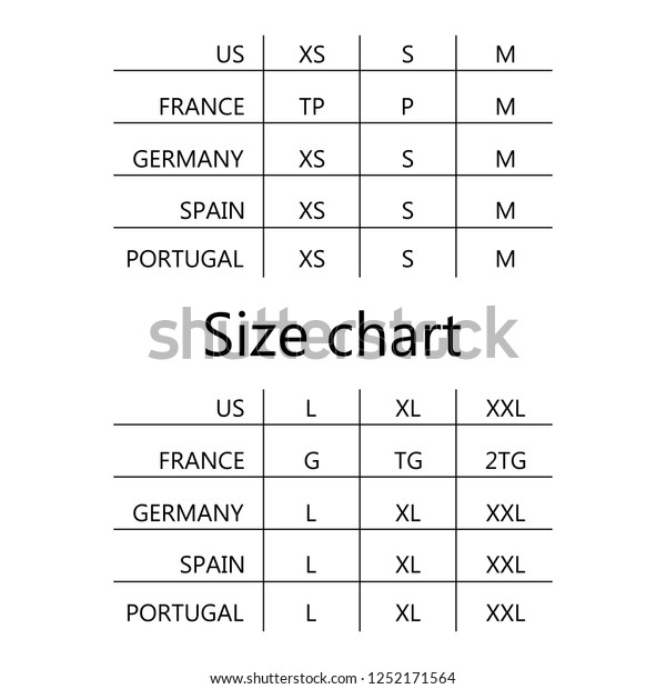 Size Table Size Chart Illustration Different | Beauty ...