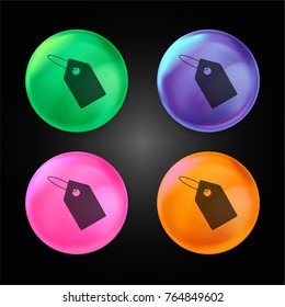 Size Tag crystal ball design icon in green - blue - pink and orange.