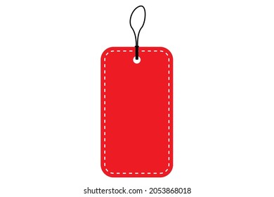 Size Tag In Red. Clothing Tag With Ribbon. Discount Label