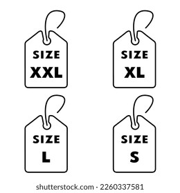 size tags face icon on white background, vector illustration.