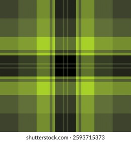 Size vector textile pattern, styling seamless plaid background. Ireland tartan fabric texture check in lime and dark colors palette.