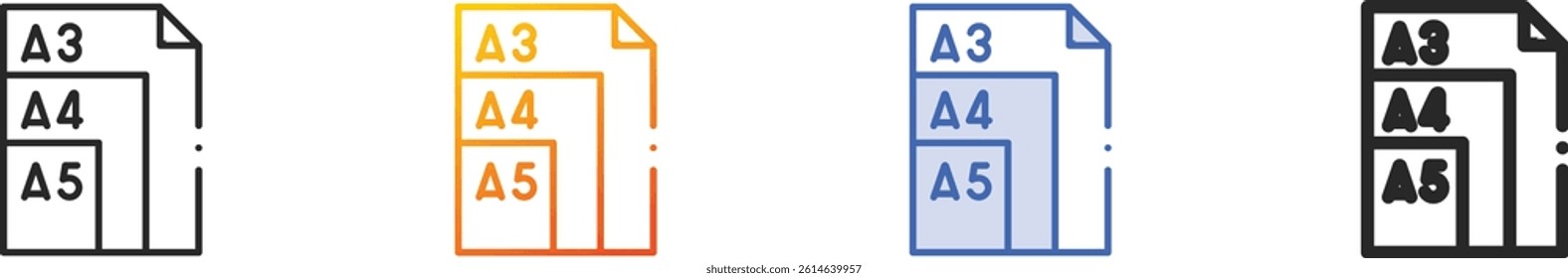 sizes icon.Thin Linear, Gradient, Blue Stroke and bold Style Design Isolated On White Background