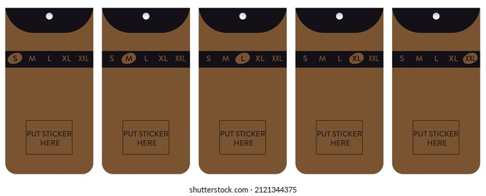 Size-wise Clothing Hangtags design template vector on eps-10. Clothing size breakdown mentioned with Hangtags.
 