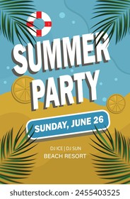 Sizzle into summer! Hot beats, cool drinks, and tropical vibes. Dive into the ultimate summer party experience. Let's make this season unforgettable. Fully Editable design template 