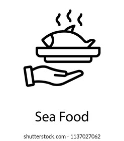 Sizzled fish over a tray describing the concept of seafood 