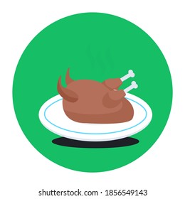 Sizzling turkey, vector design of bbq chicken in flat style 