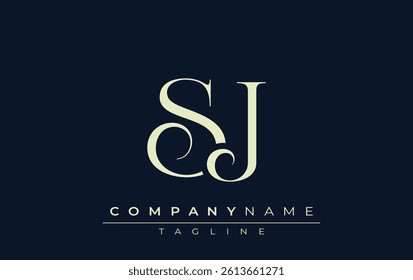 SJ abstract Logo. Elegantly Designed Minimalist Monogram Logo with Stylish Lettering. Sophisticated and sleek minimalist monogram showcasing unique lettering design.