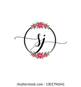 SJ Initial Handwriting logo template vector