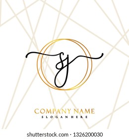 SJ Initial Handwriting logo template vector