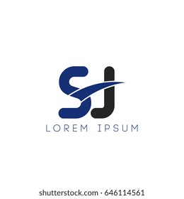 sj initial letter uppercase logo blue and black