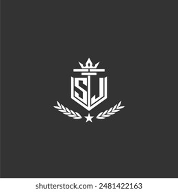 Diseño de logotipo de marca de monograma inicial SJ para Imagen de Vector de corona