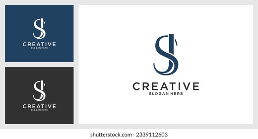 SJ or JS initial letter logo design vector